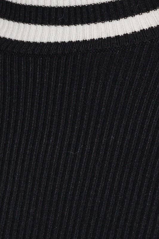 Mock Neck Long Sleeve Stripe Ribbed Bodysuit