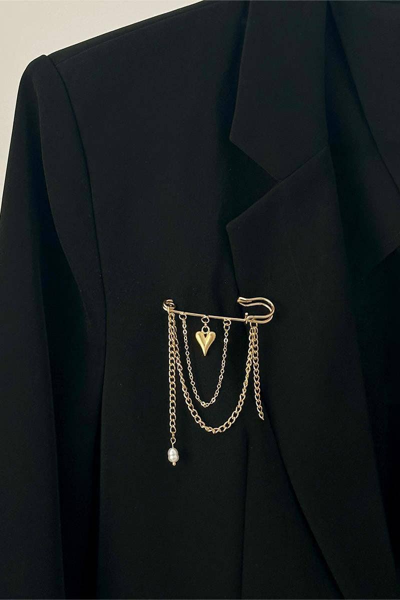 Chic Heart Chain Brooch