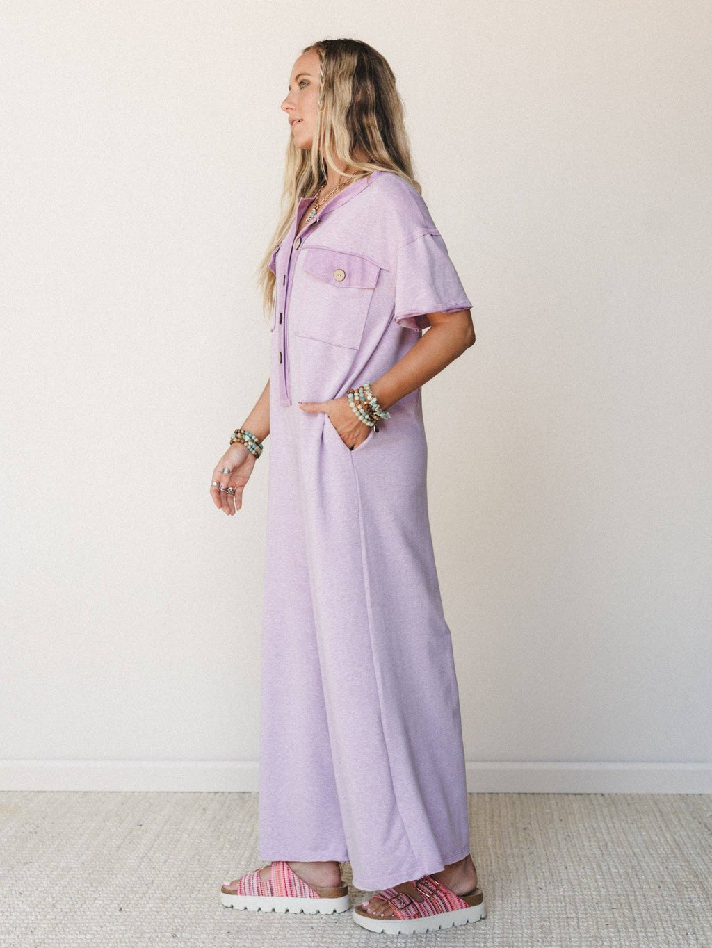 Jodi Short Sleeve Jumpsuit - Lavender