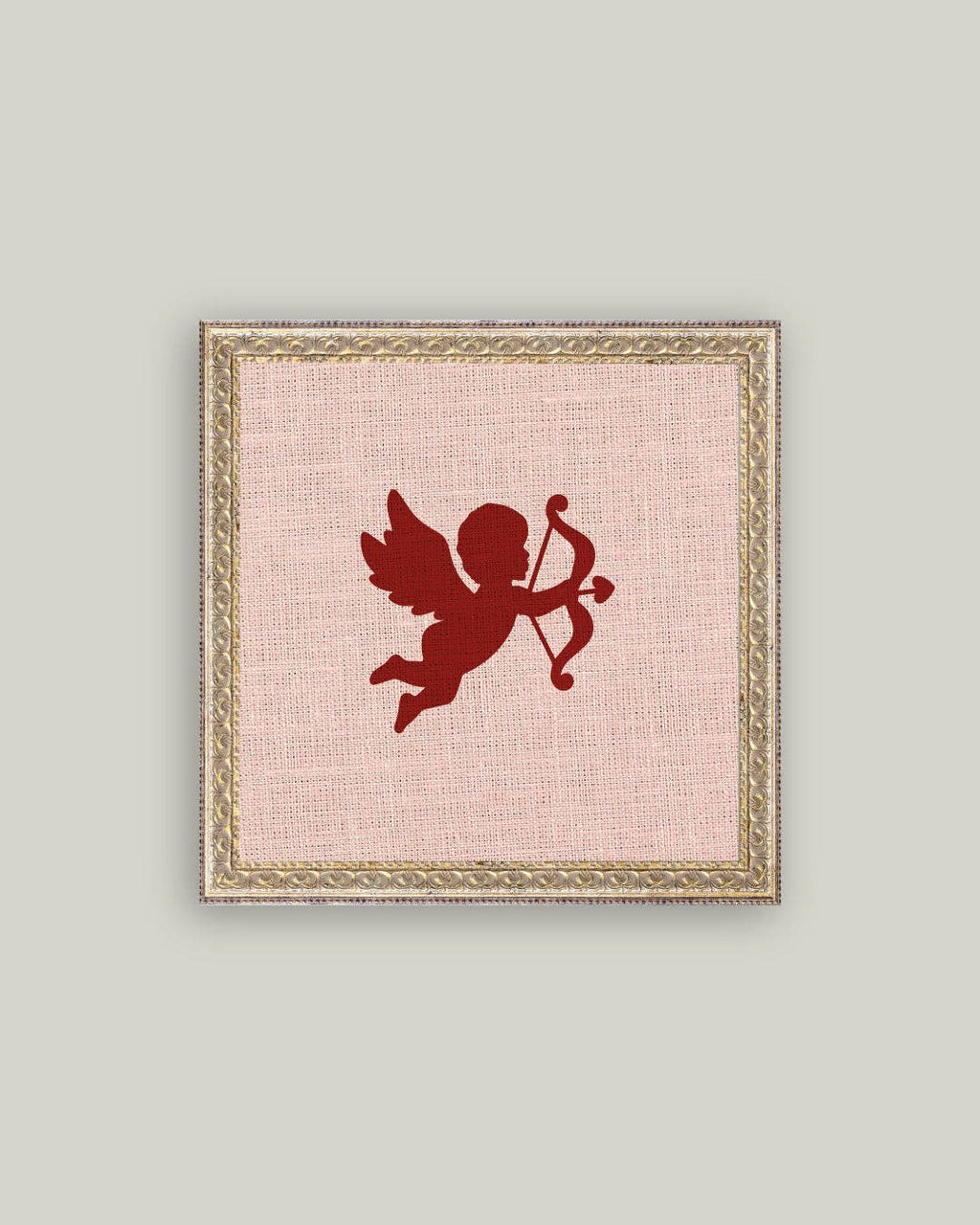 Cupid Silhouette Framed Antique Art
