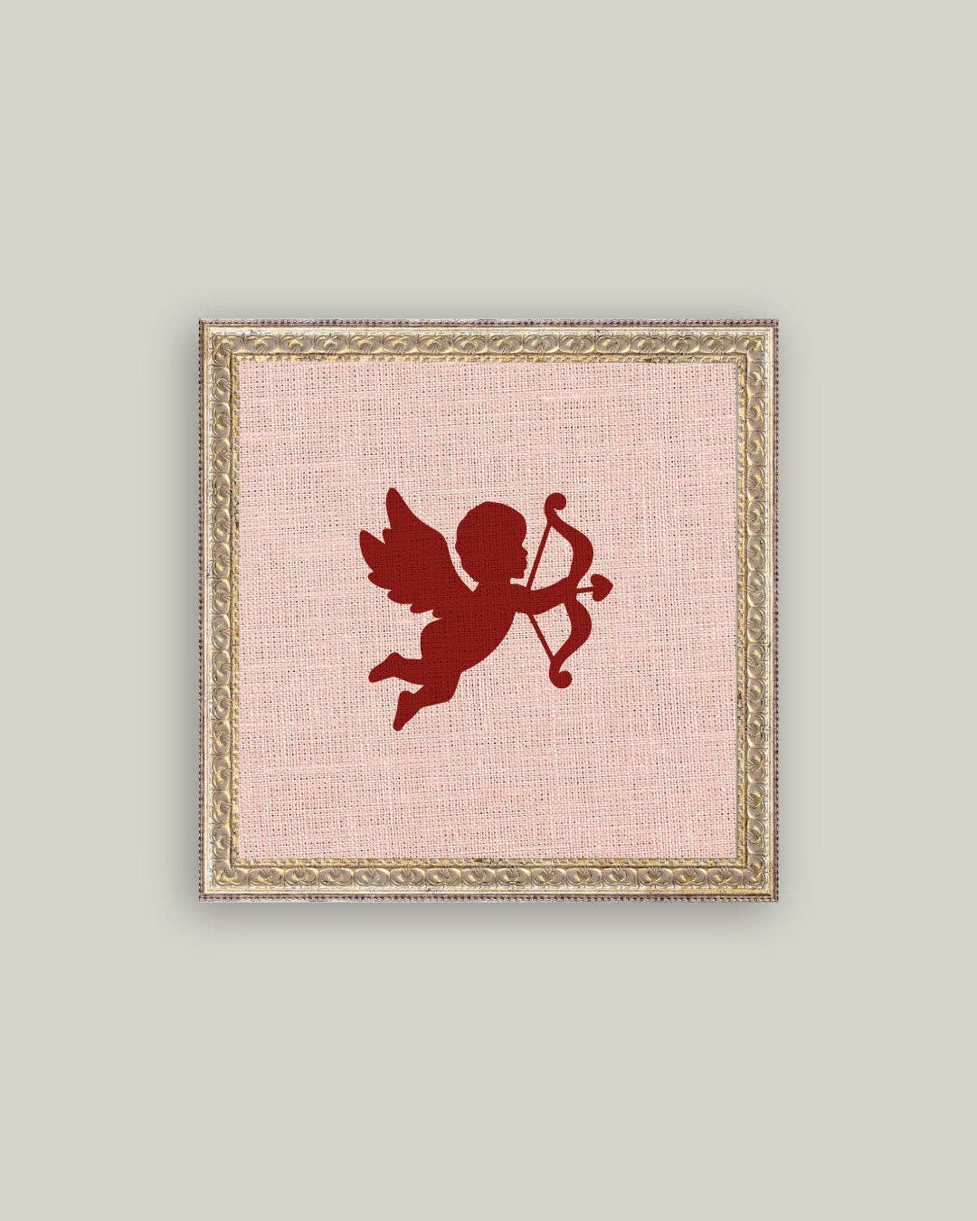 Cupid Silhouette Framed Antique Art