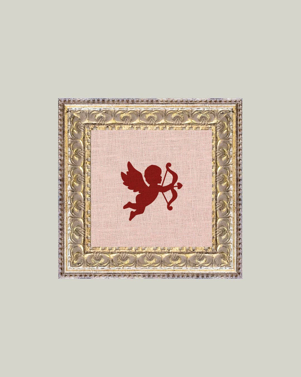 Cupid Silhouette Framed Antique Art