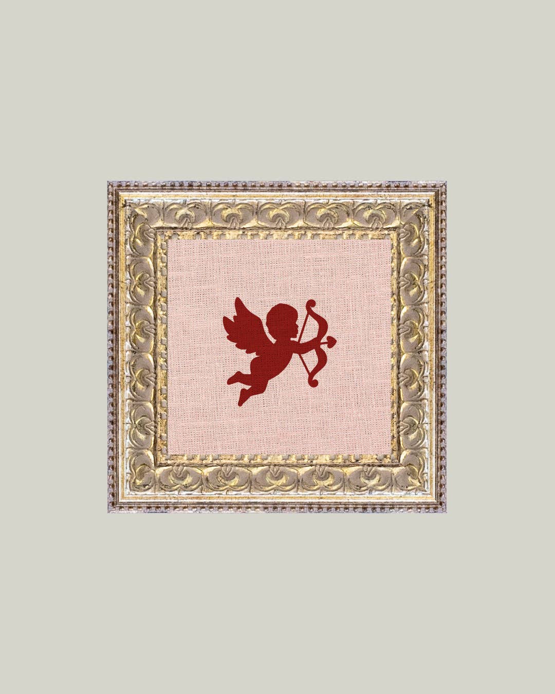 Cupid Silhouette Framed Antique Art