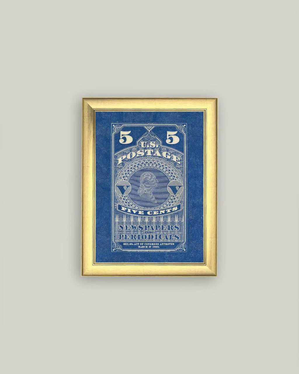 US Postage 5 Cents Framed Antique Art