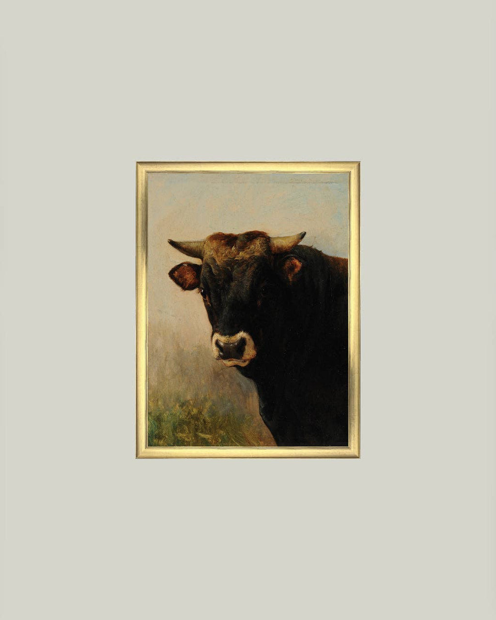 Black Ox Head Framed Antique Art