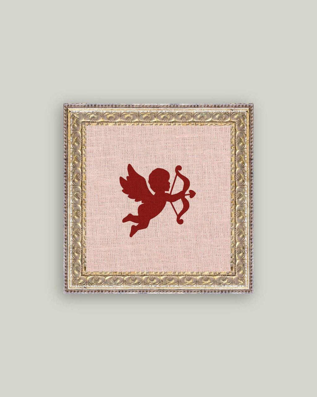 Cupid Silhouette Framed Antique Art