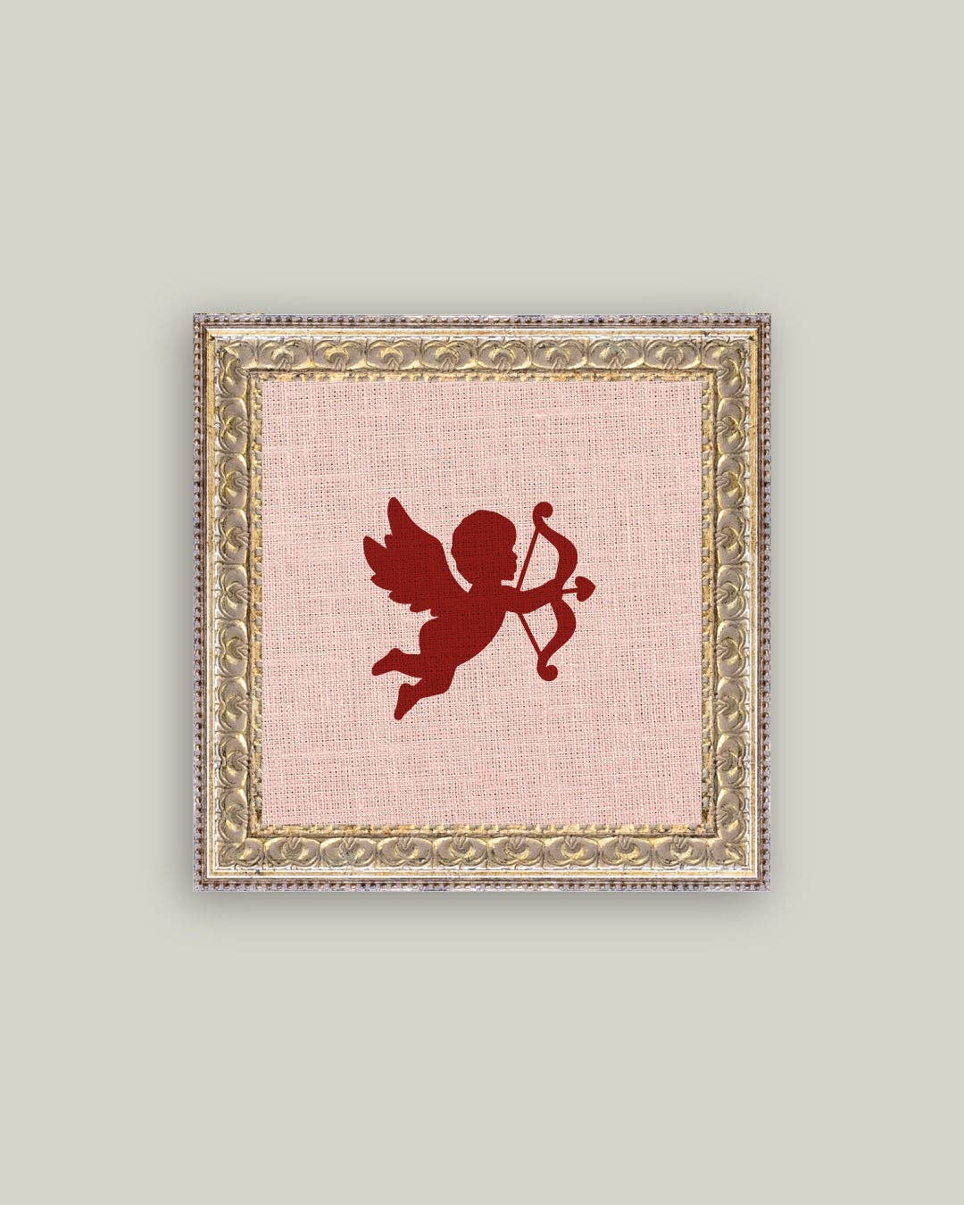 Cupid Silhouette Framed Antique Art