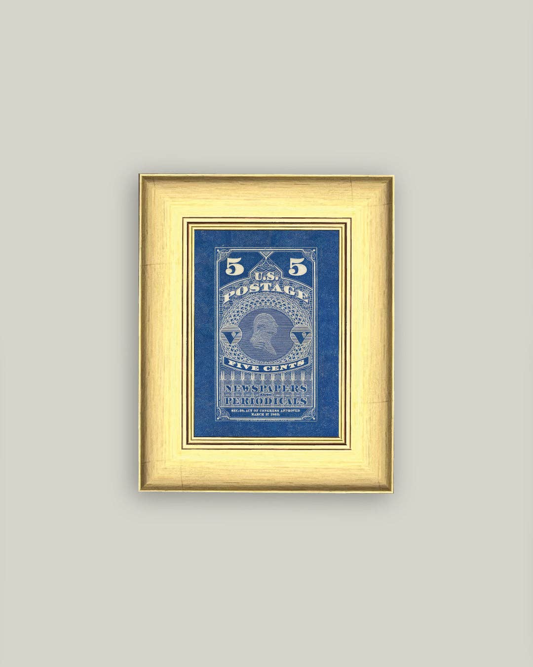 US Postage 5 Cents Framed Antique Art