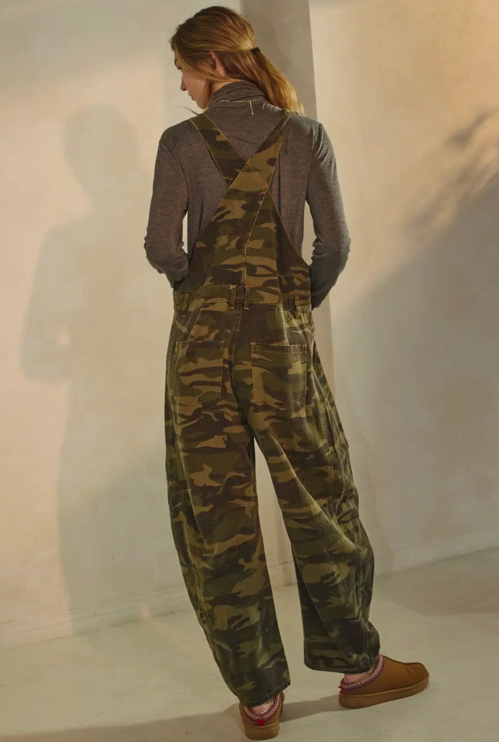 Plus Camo Barrel Leg Overalls ￼