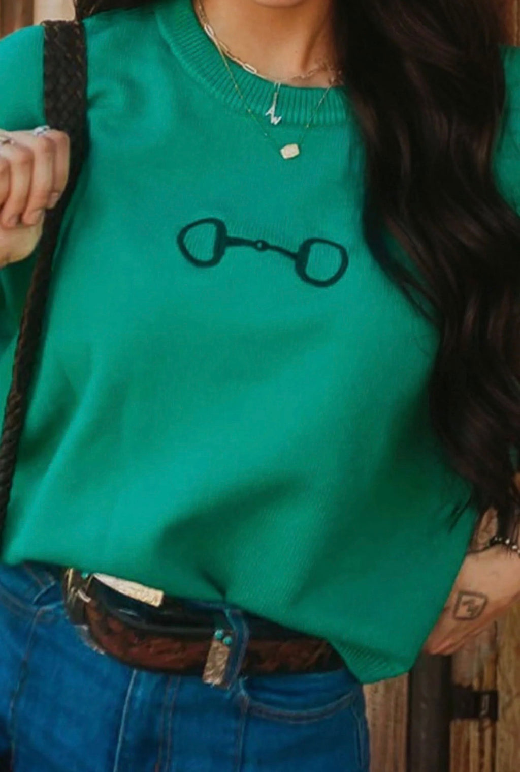 Green Horse bit Embroidered Sweater vest