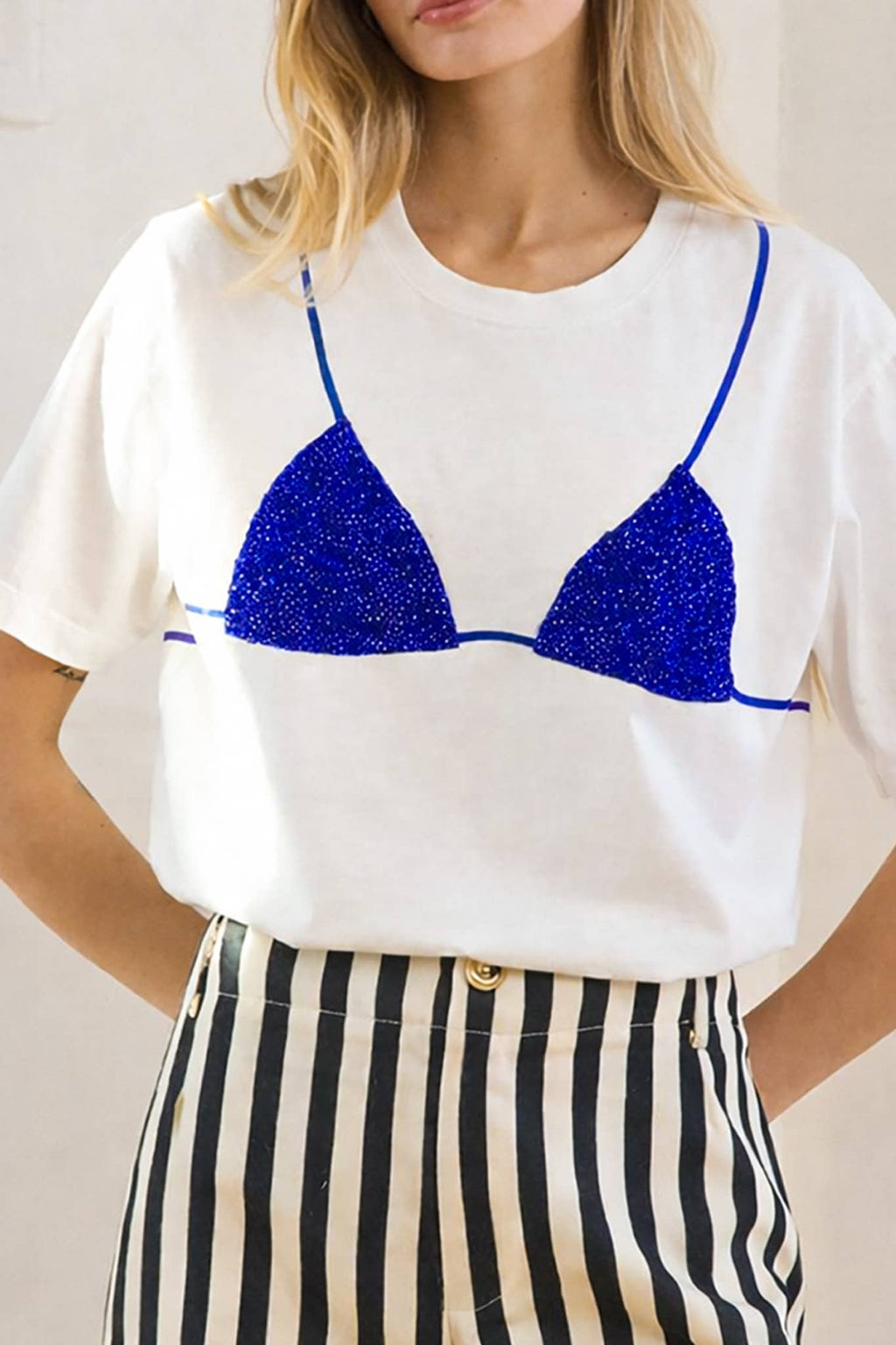Caviar Print Bikini Graphic Tee