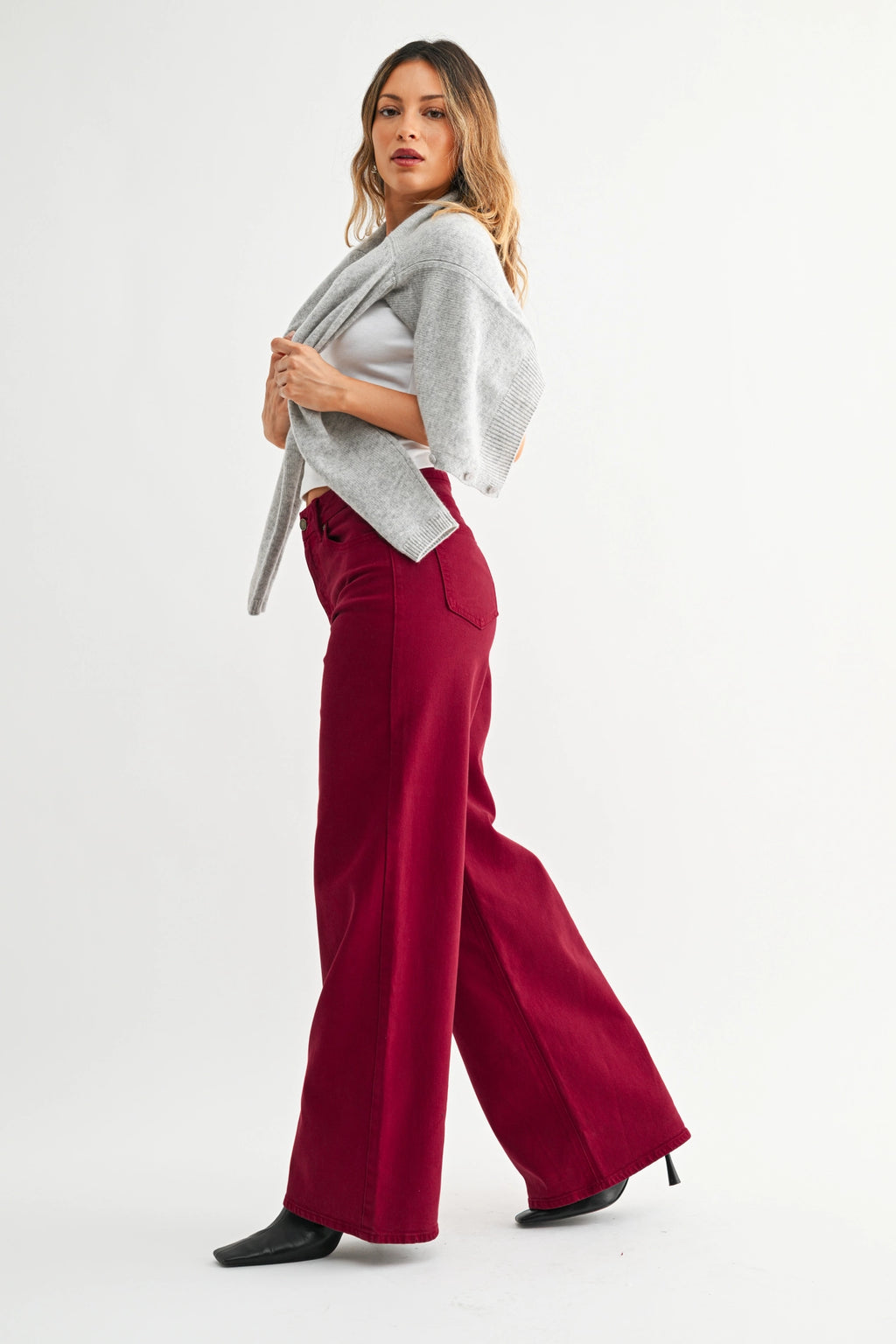 Cherry Palazo Wide Leg Jean