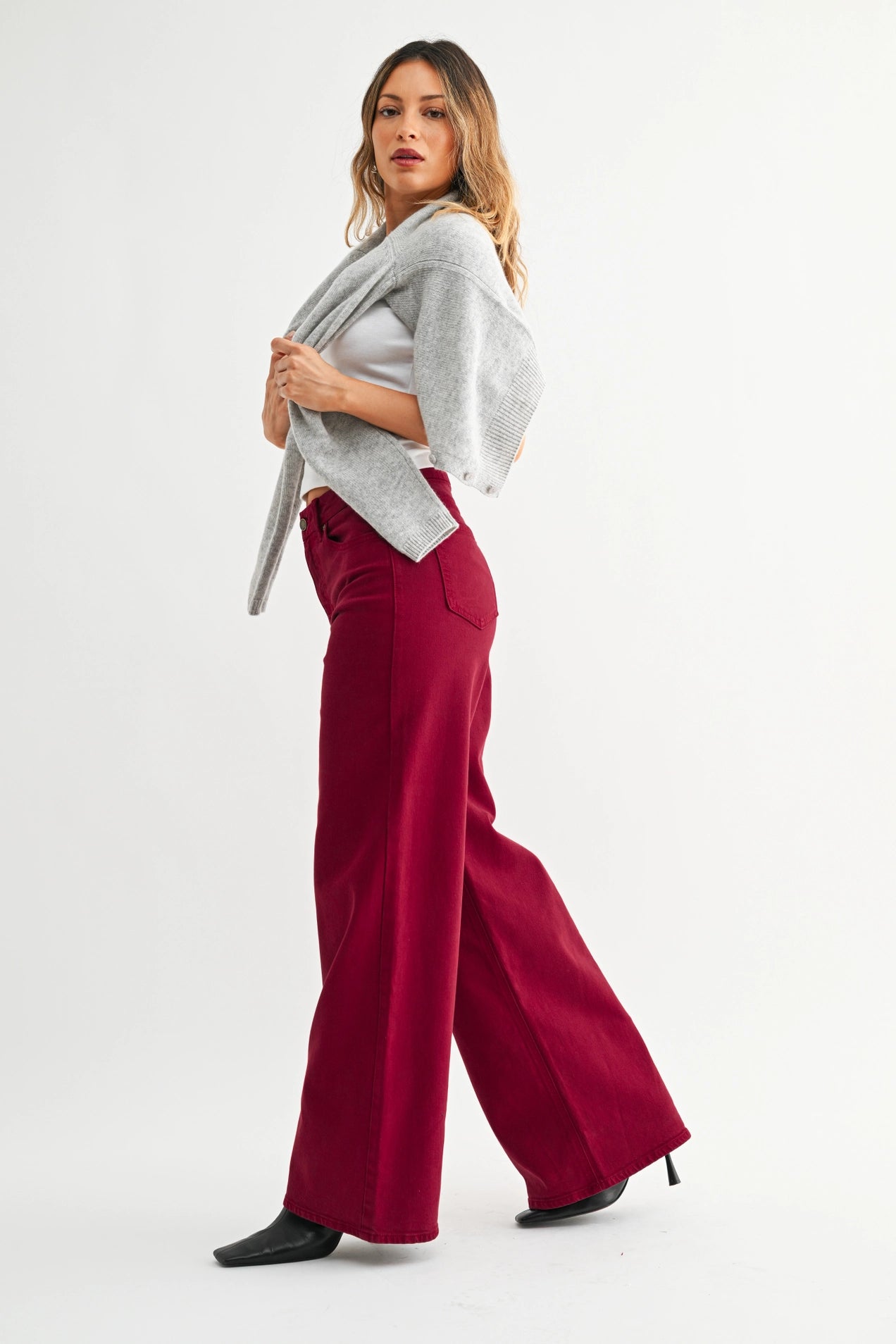 Cherry Palazo Wide Leg Jean