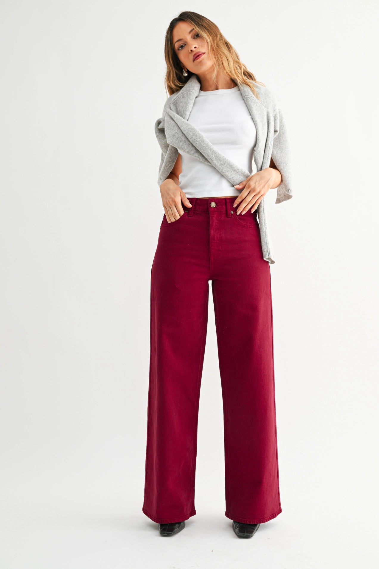 Cherry Palazo Wide Leg Jean