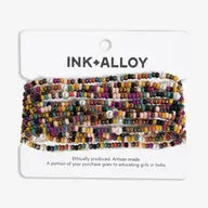 Sage Color Block Beaded 10 Strand Stretch Bracelets Jewel Tone