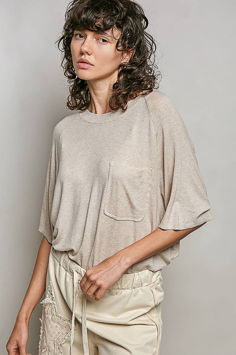 Vintage Washed Relaxed Fit Jersey Top Everyday Tee SALE