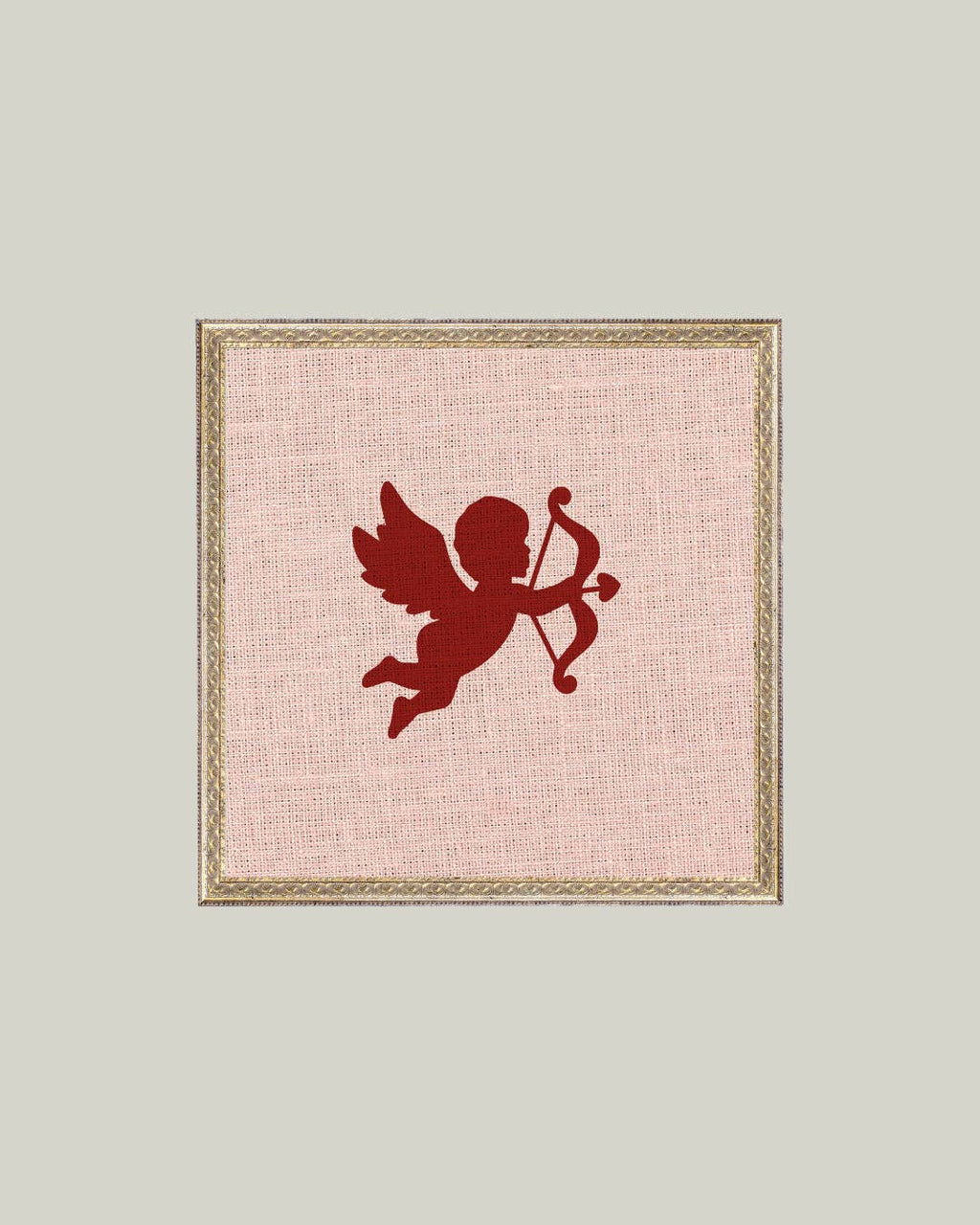Cupid Silhouette Framed Antique Art