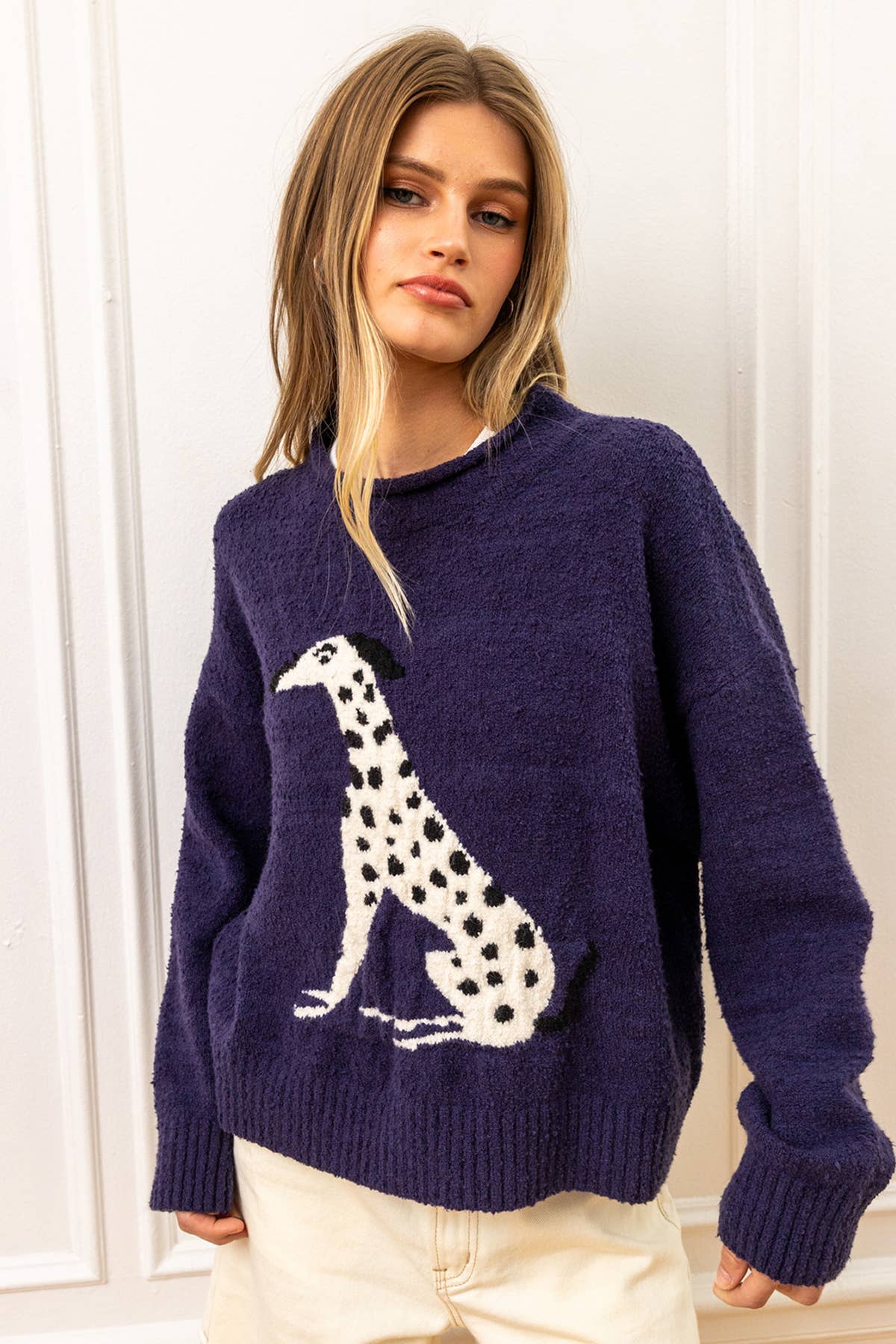 Animal Intarsia Cozy Knit Pullover