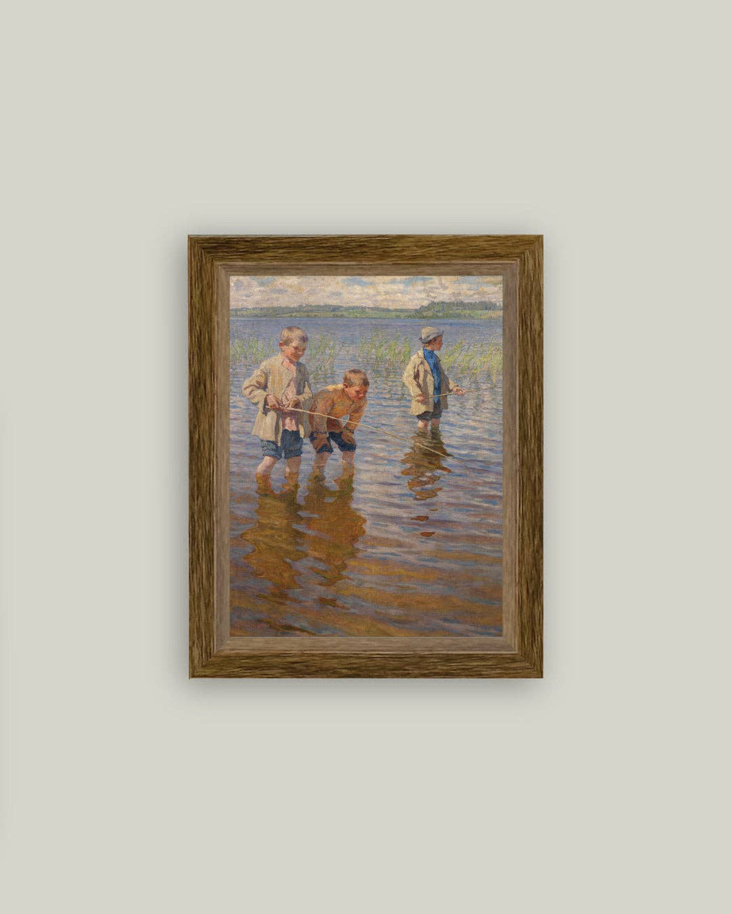 Mid-Day Fishing Framed Antique Art