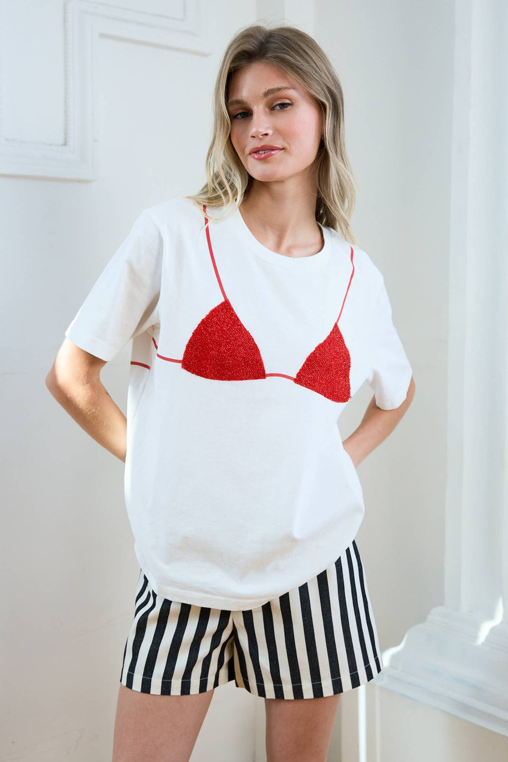 Caviar Print Bikini Graphic Tee