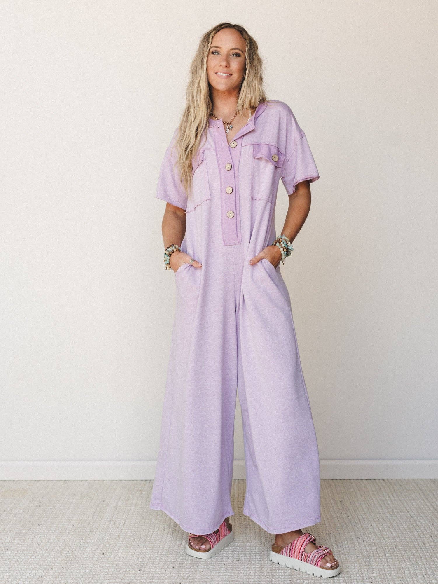 Jodi Short Sleeve Jumpsuit - Lavender