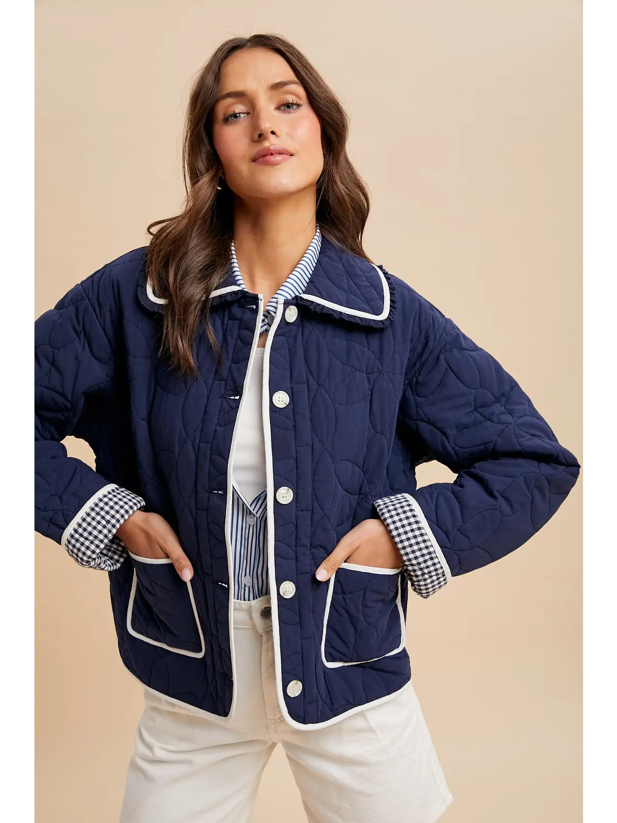 Floral Quilted Collared Jacket