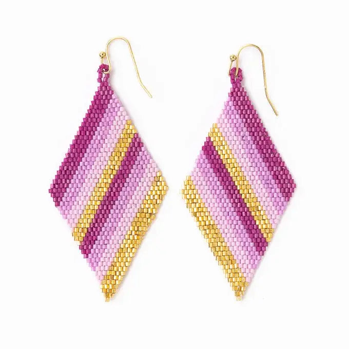 Frida Diagonal Ombre Stripes Beaded Earrings Purple