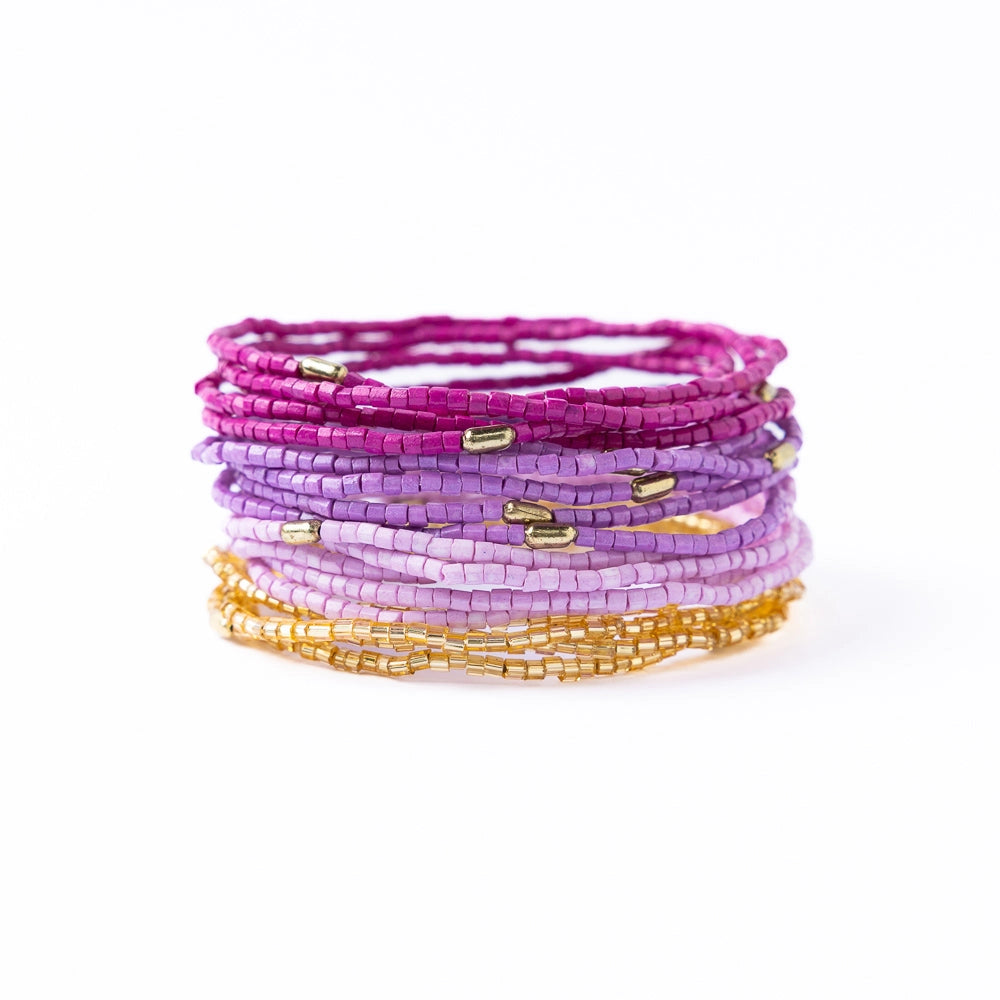 Chelsea 18-Strand Luxe Beaded Bracelet Set Purple